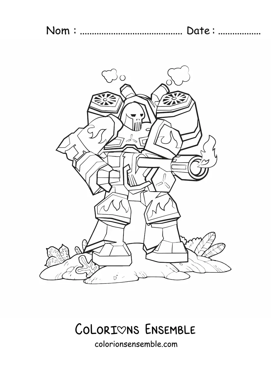 Image à colorier d'un robot de combat qui tire