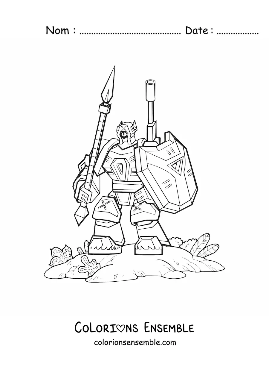 Image à colorier d'un grand robot militaire
