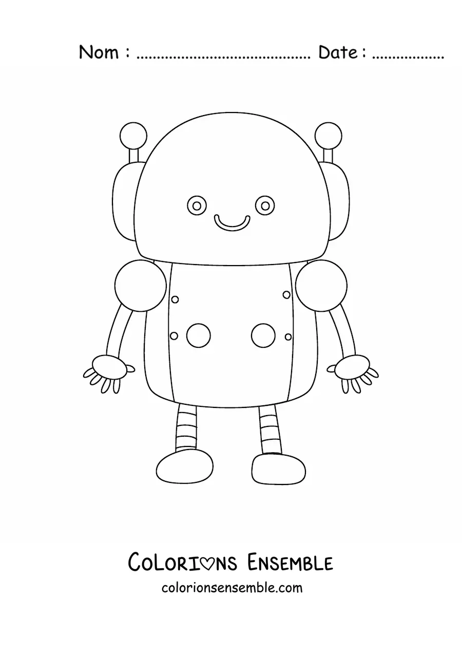 Image à colorier d'un robot kawaii
