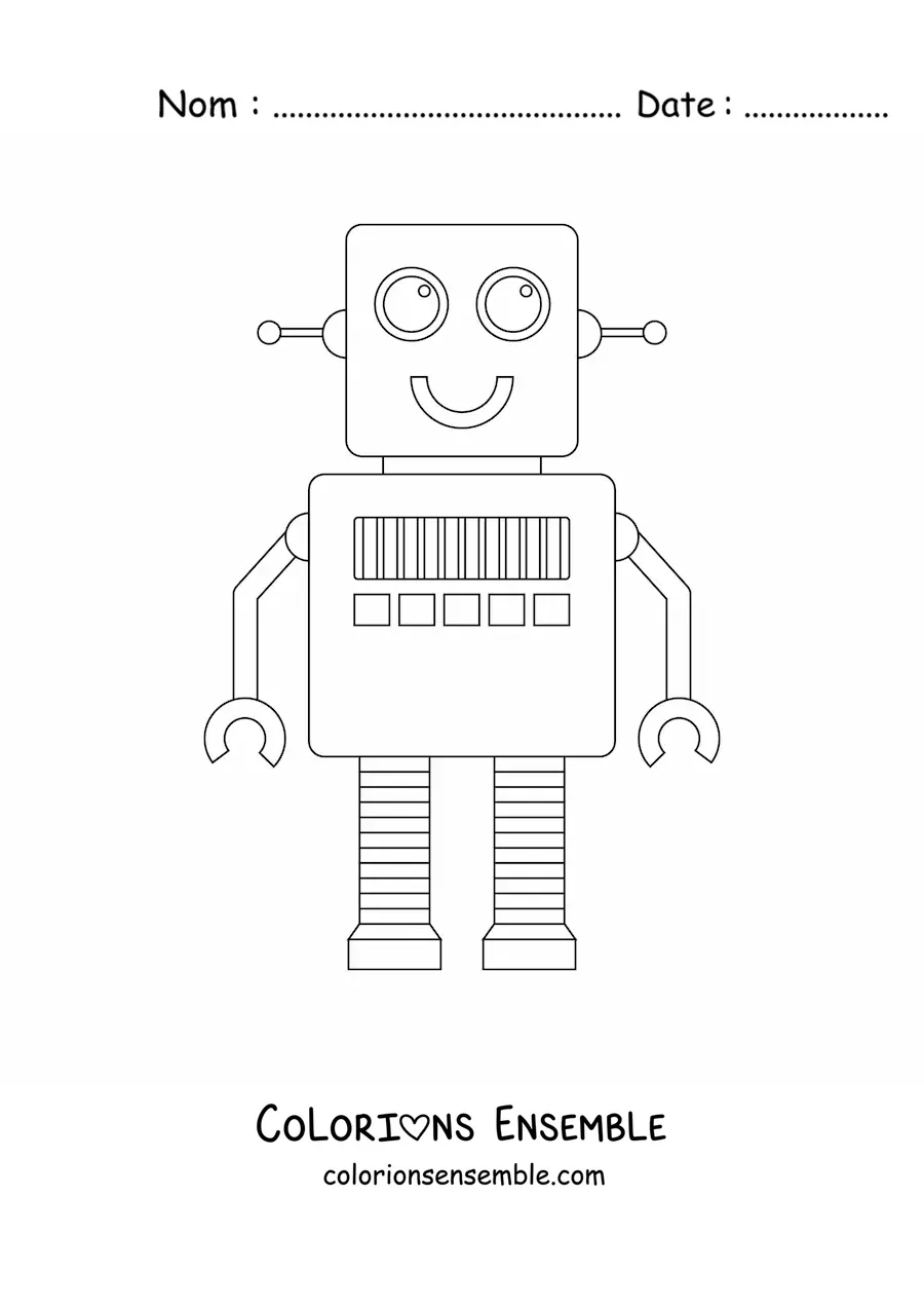 Image à colorier d'un robot pour enfants tout souriant