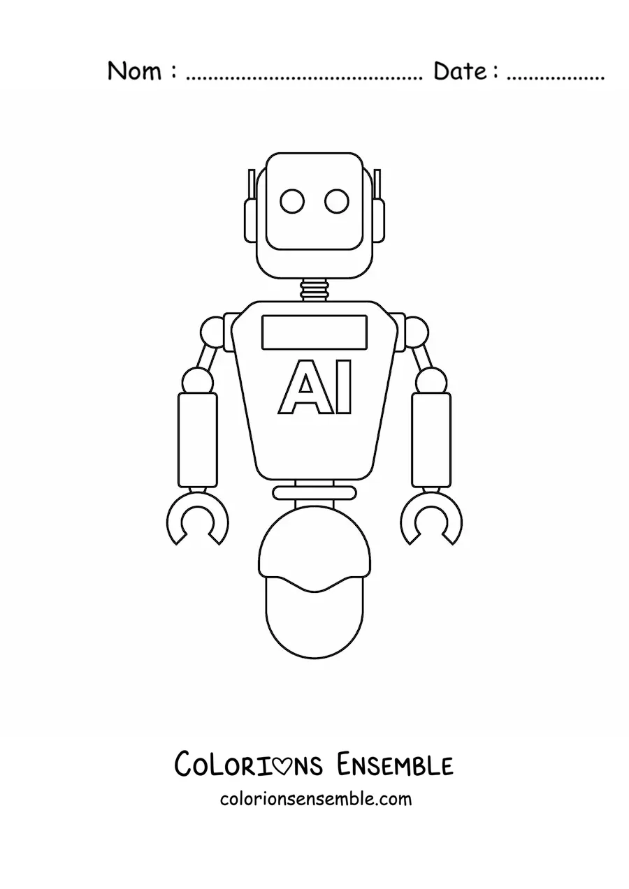 Image à colorier d'un robot doté d'intelligence artificielle