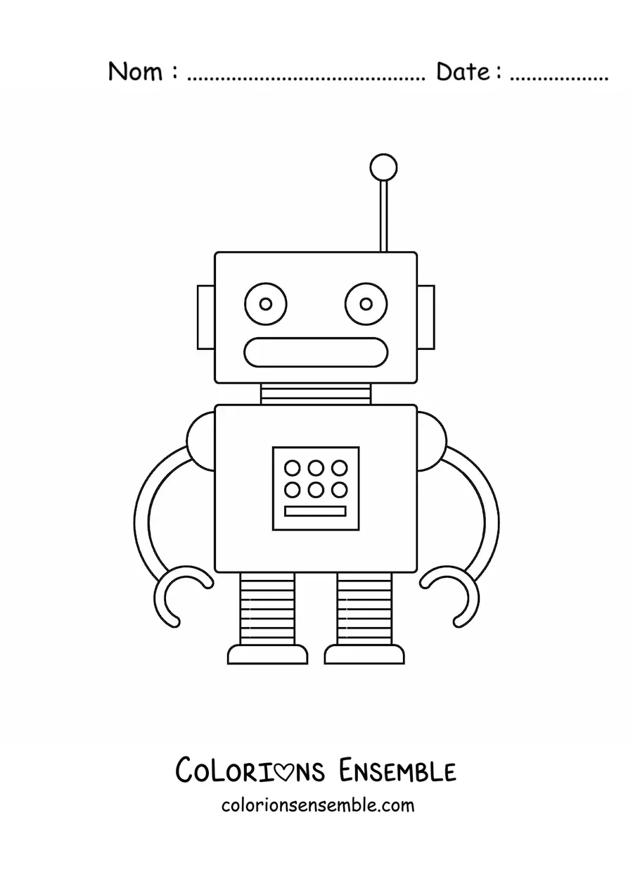 Image à colorier d'un petit robot pour enfants