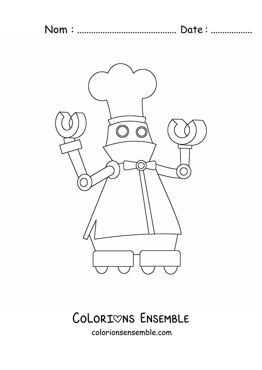 Image à colorier d'un robot chef cuisinier