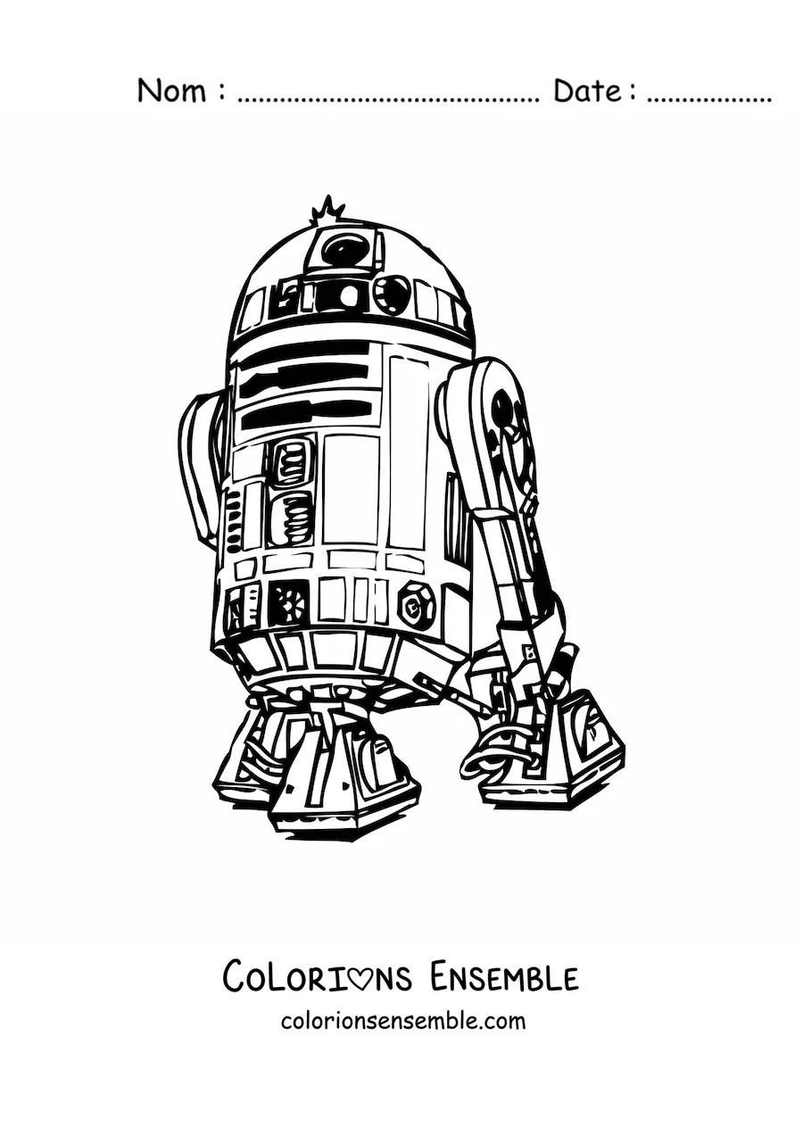Image à colorier de R2D2, le robot de l'espace