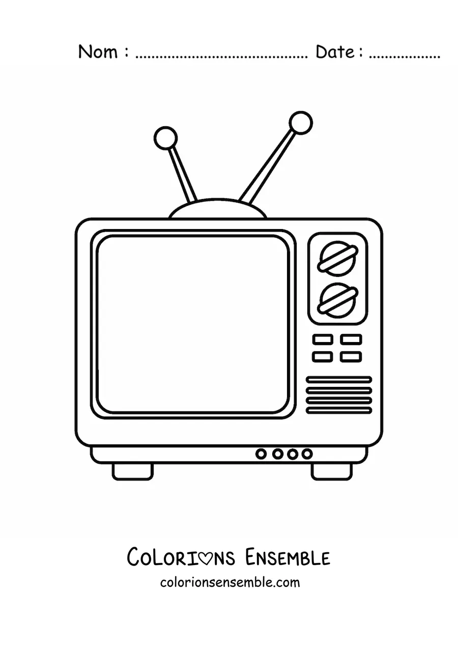 Image à colorier d'un vieux téléviseur