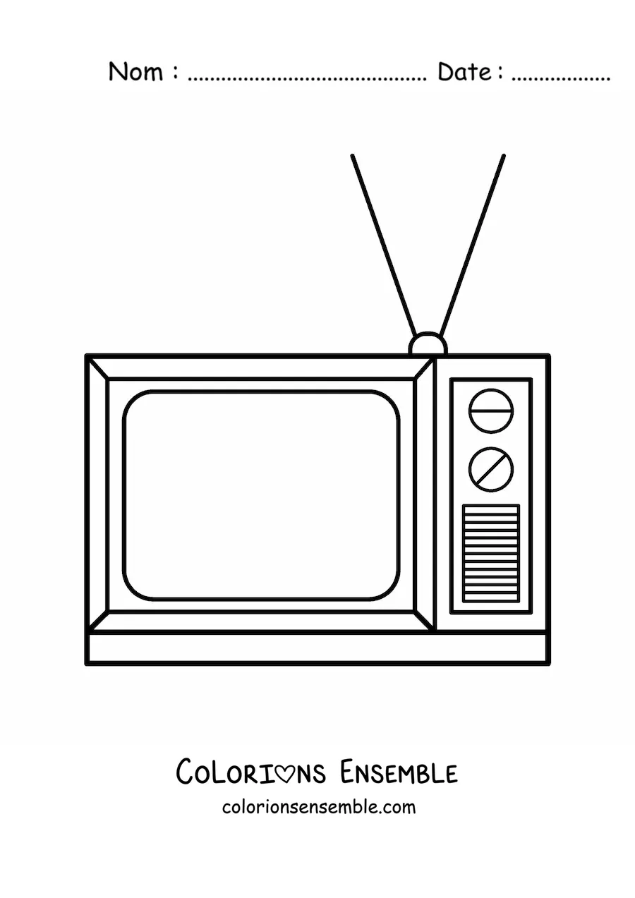 Image à colorier d'un téléviseur usé