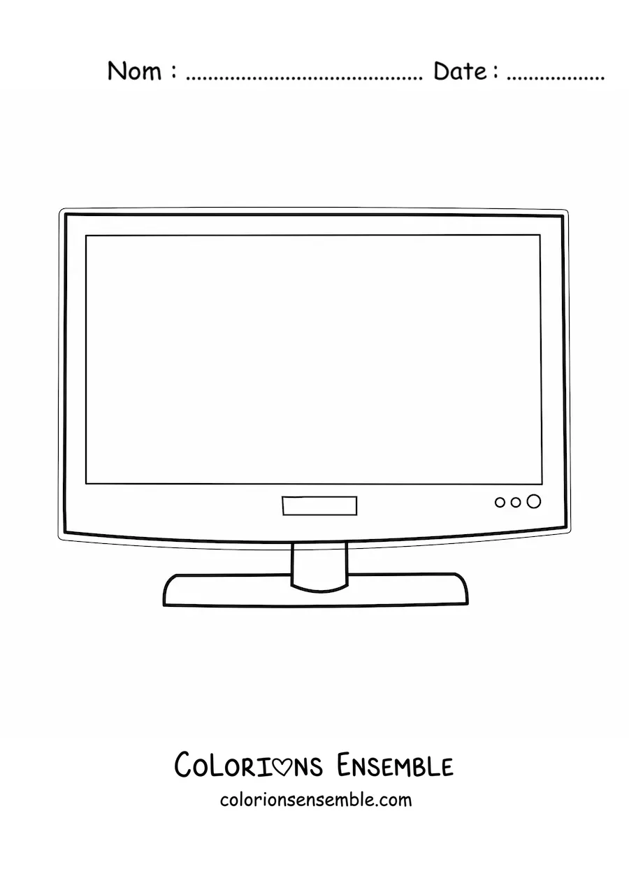 Image à colorier d'un téléviseur moderne à écran plat