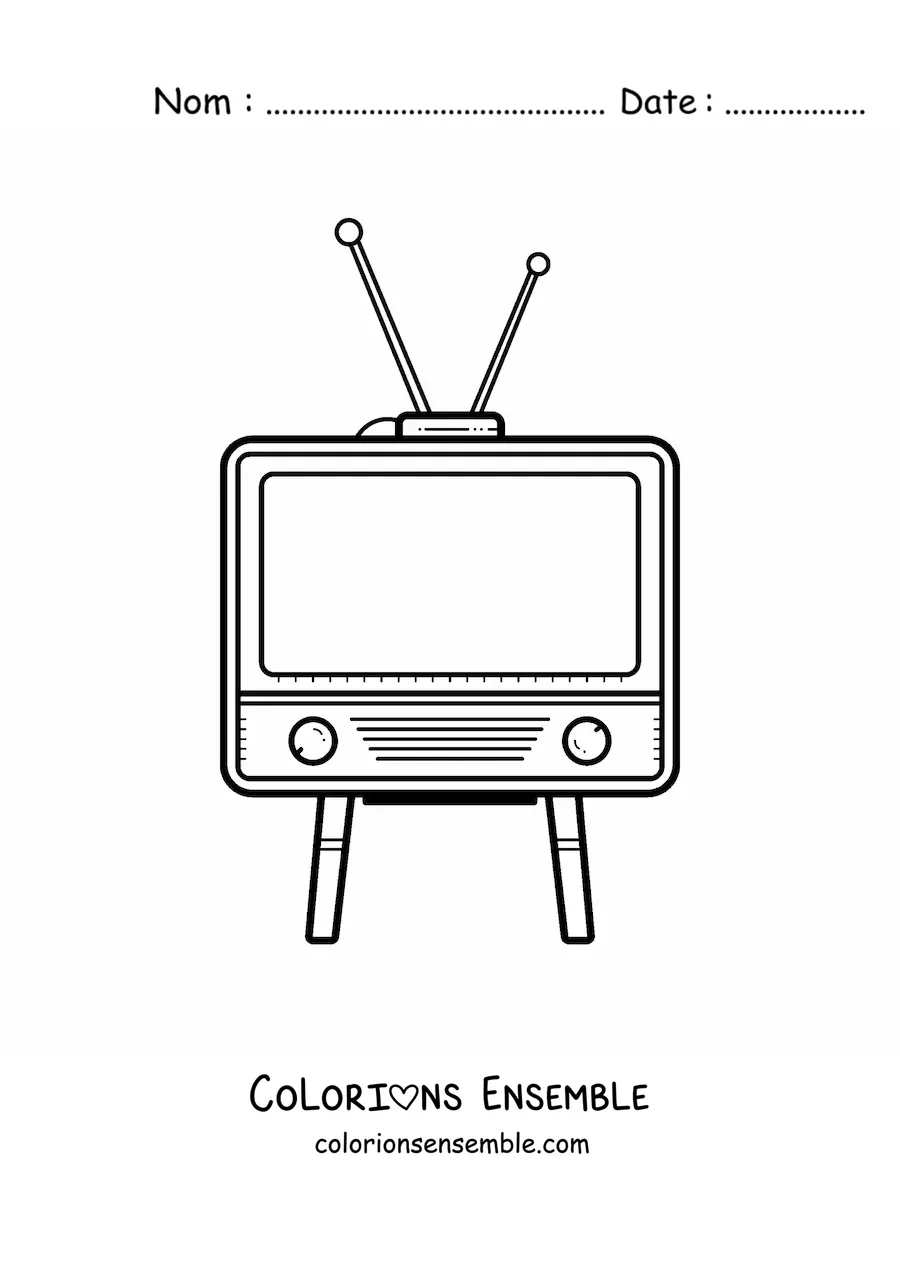 Image à colorier d'un téléviseur d'autrefois