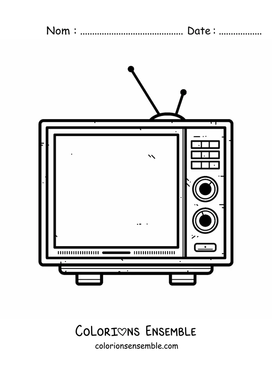 Image à colorier d'un téléviseur avec antenne