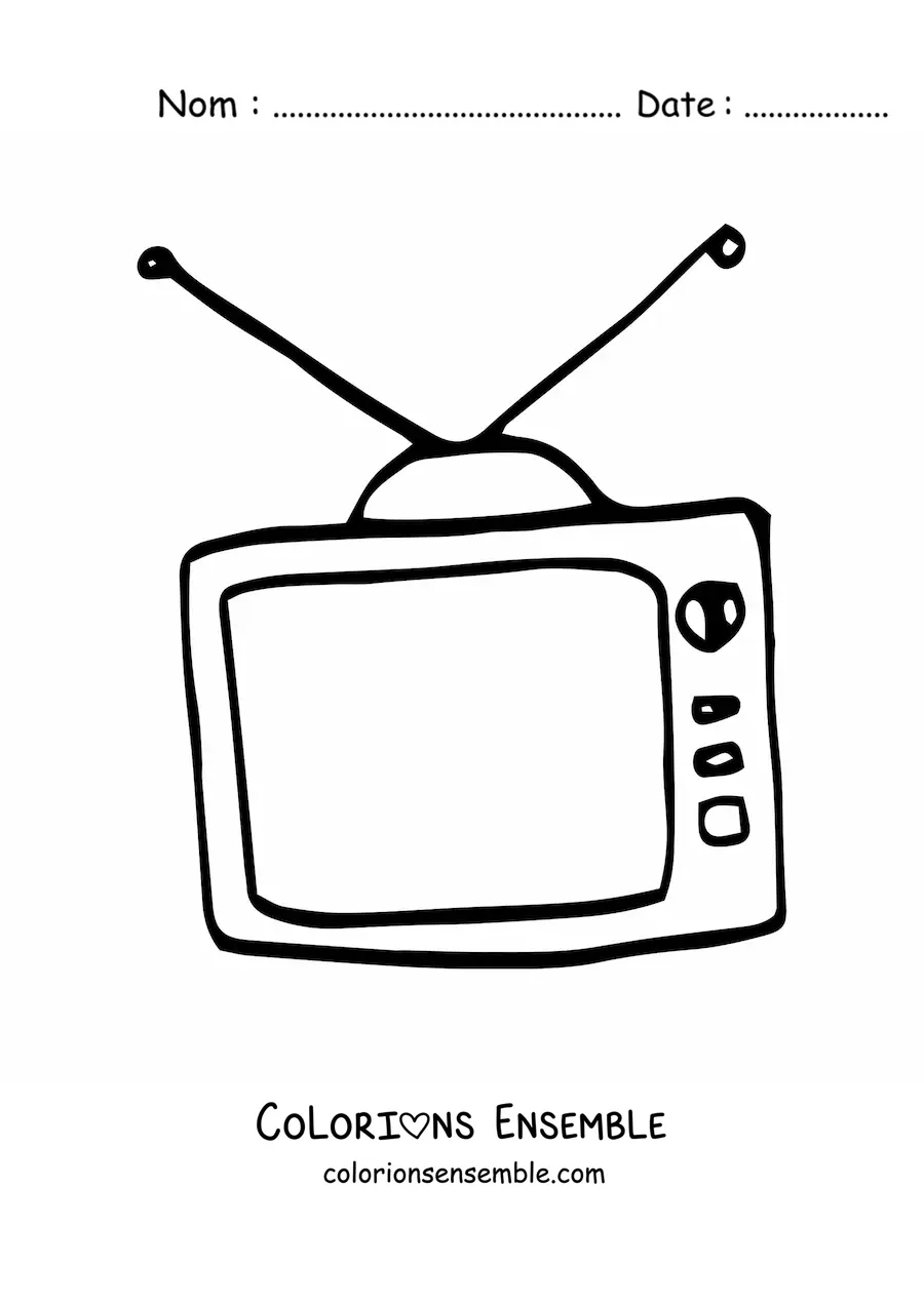 Image à colorier d'un téléviseur à écran carré