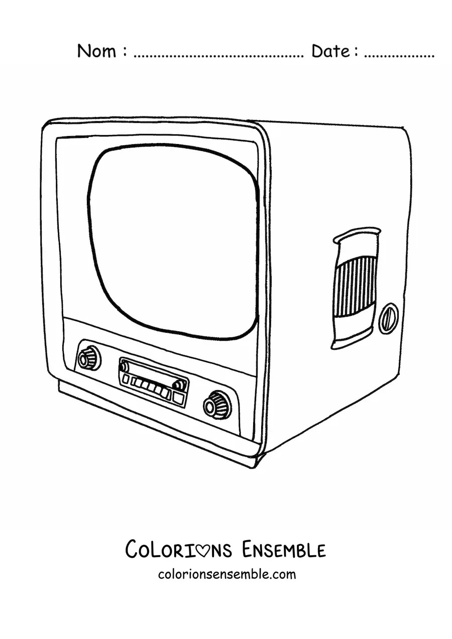Image à colorier d'un téléviseur vintage