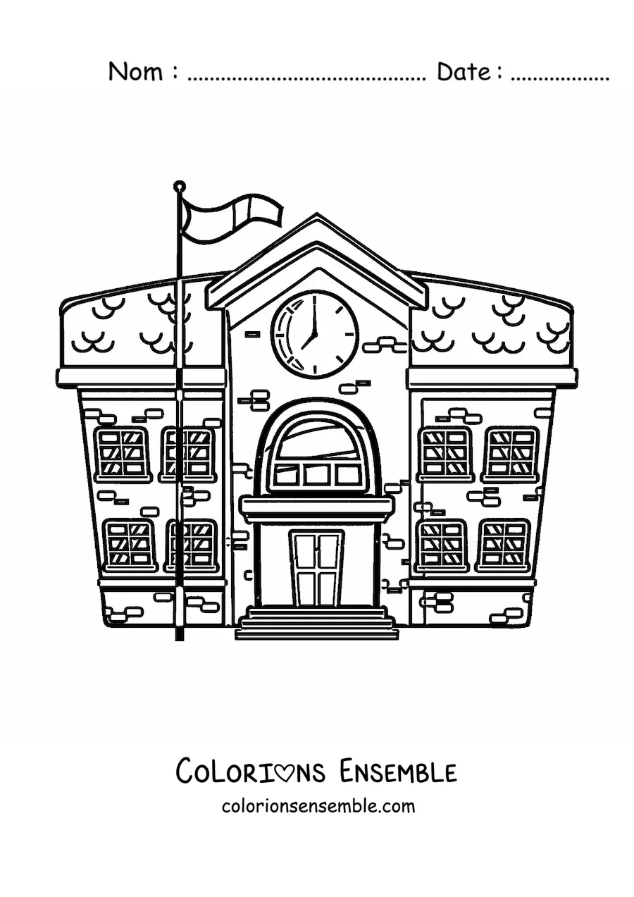 Image à colorier d'une grande école