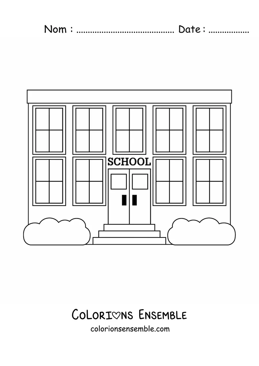 Image à colorier d'une école