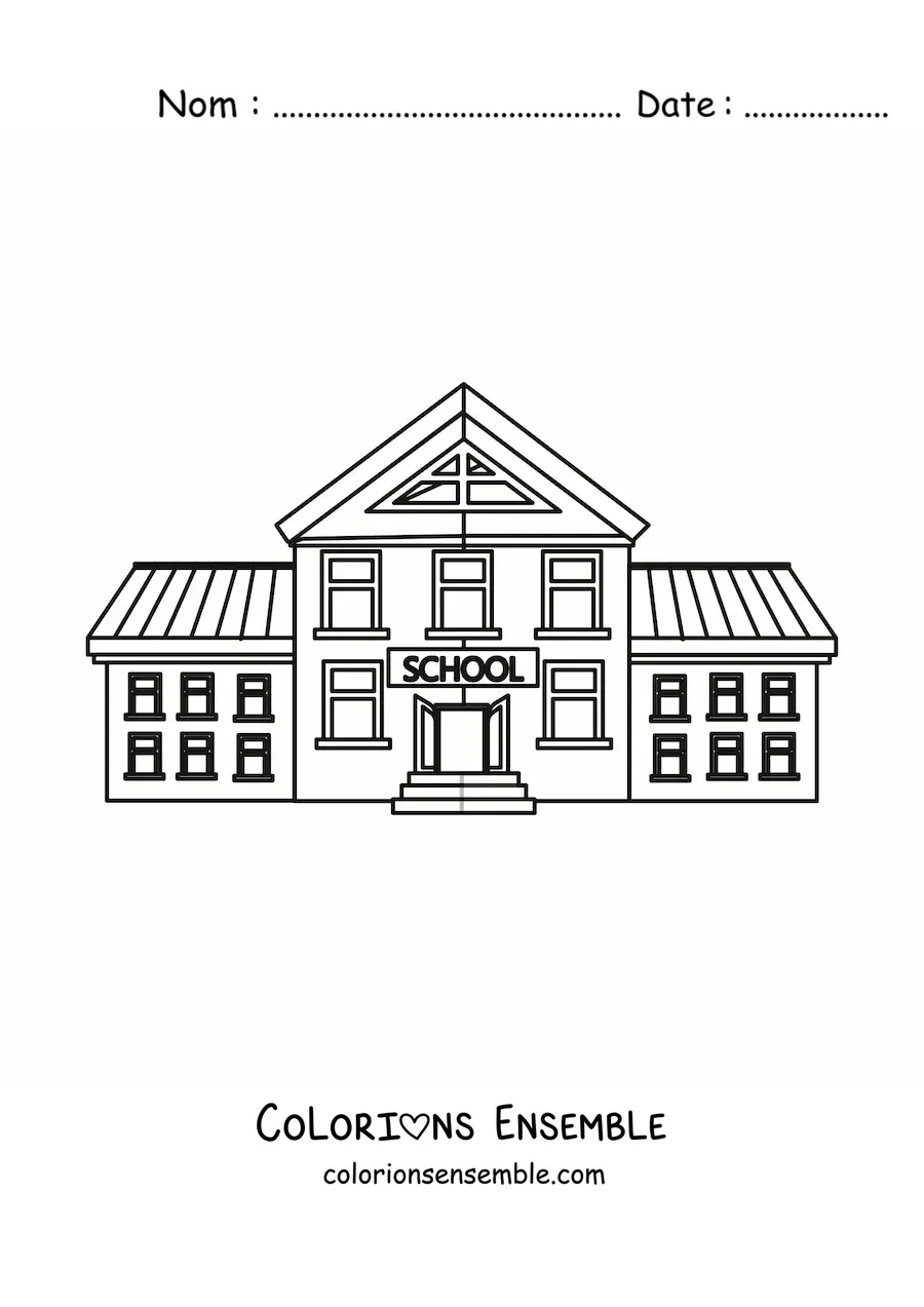 Image à colorier d'un grand établissement scolaire