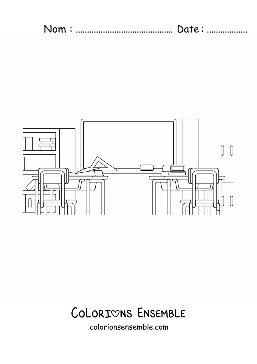 Image à colorier d'une salle de classe