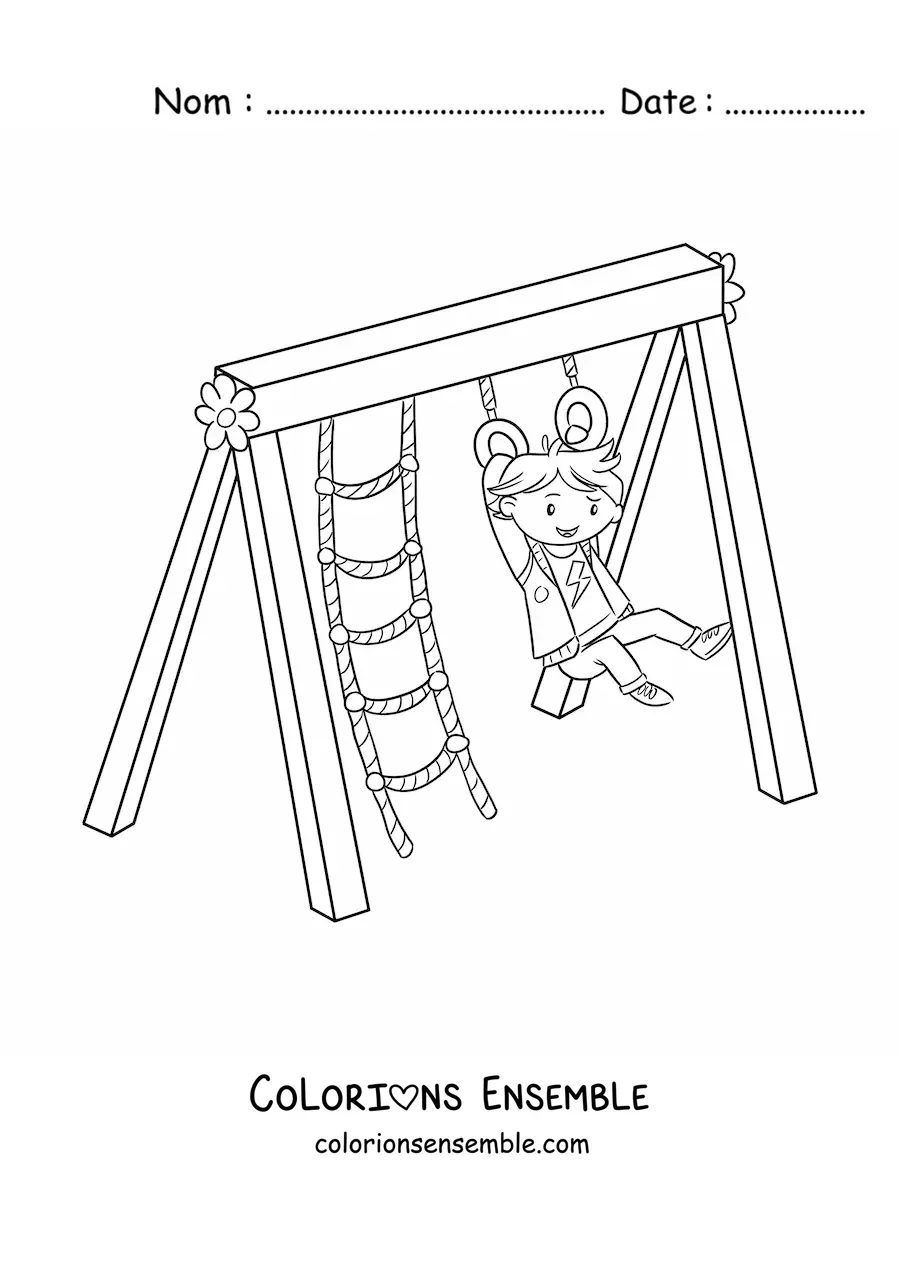 Image à colorier d'un garçon dans le parc