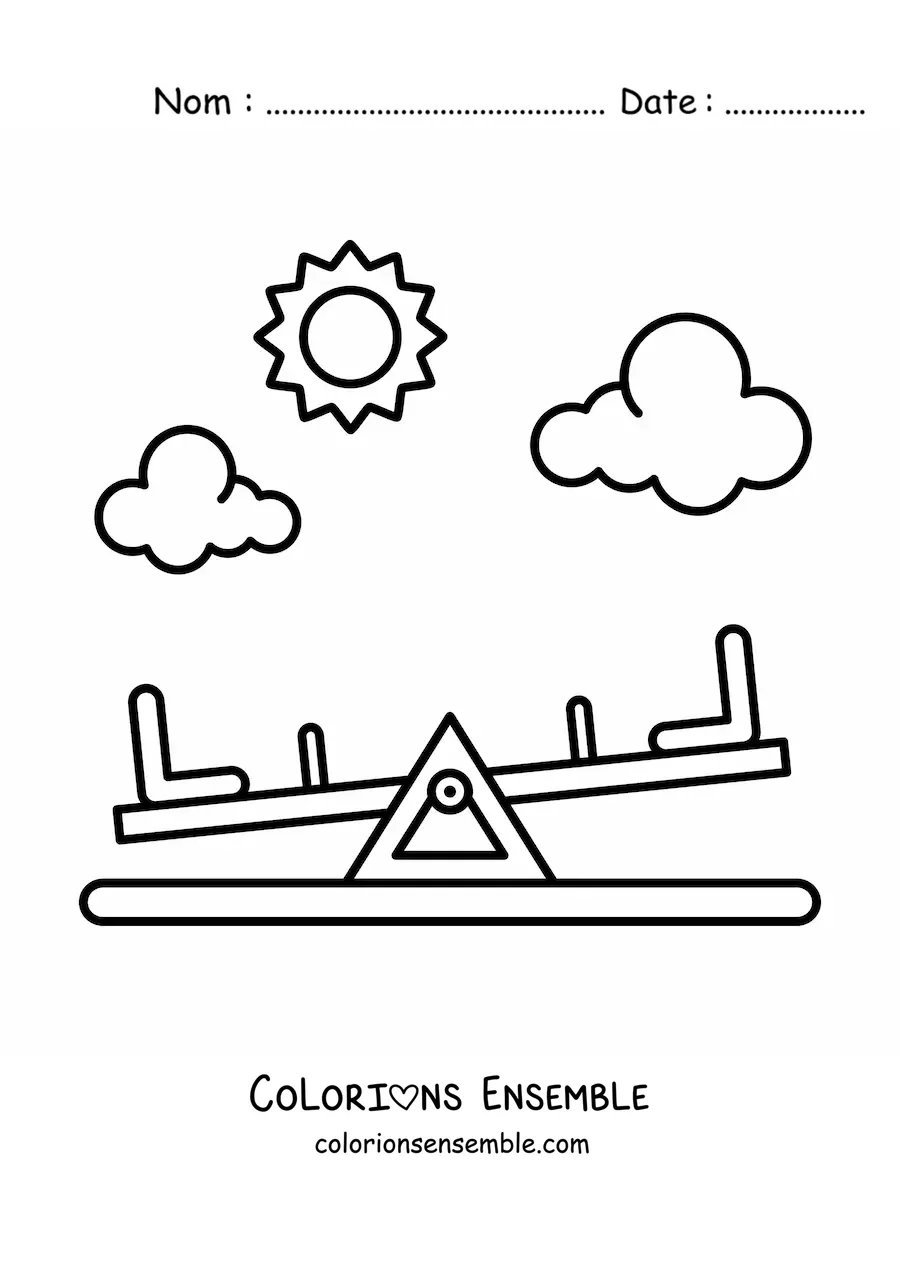 Image à colorier d'une balançoire à bascule de l'aire de jeux