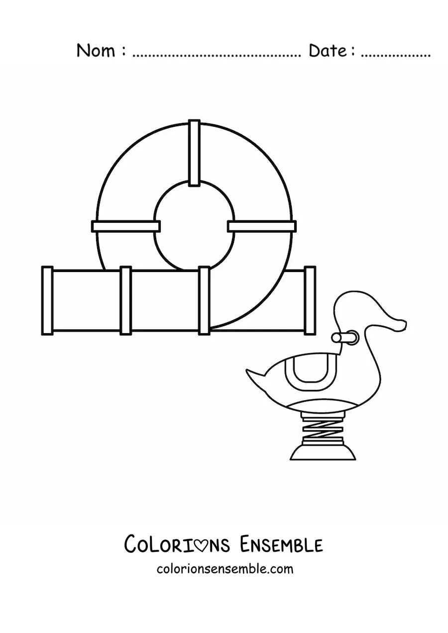 Image à colorier des attractions d'une aire de jeux pour enfants