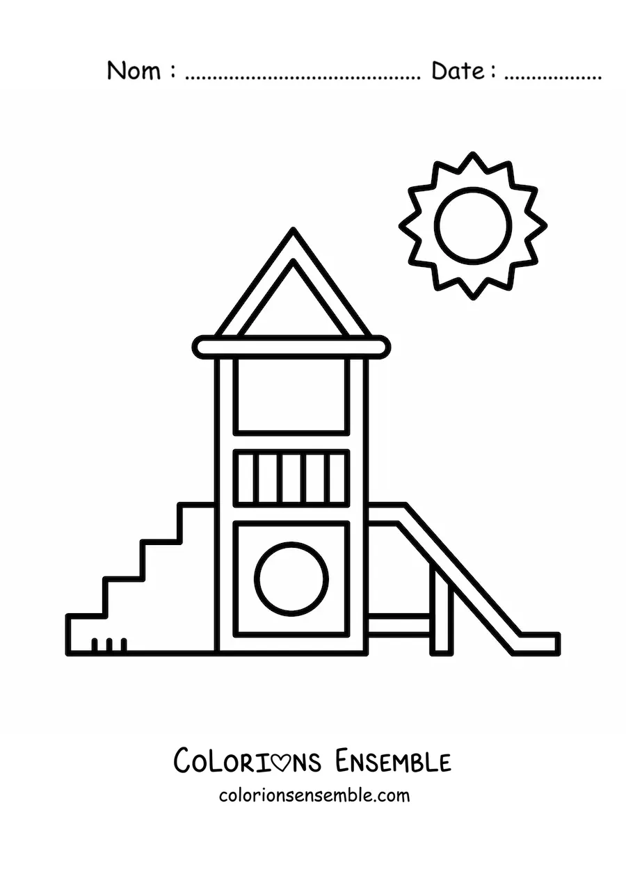 Image à colorier d'une aire de jeux toute simple