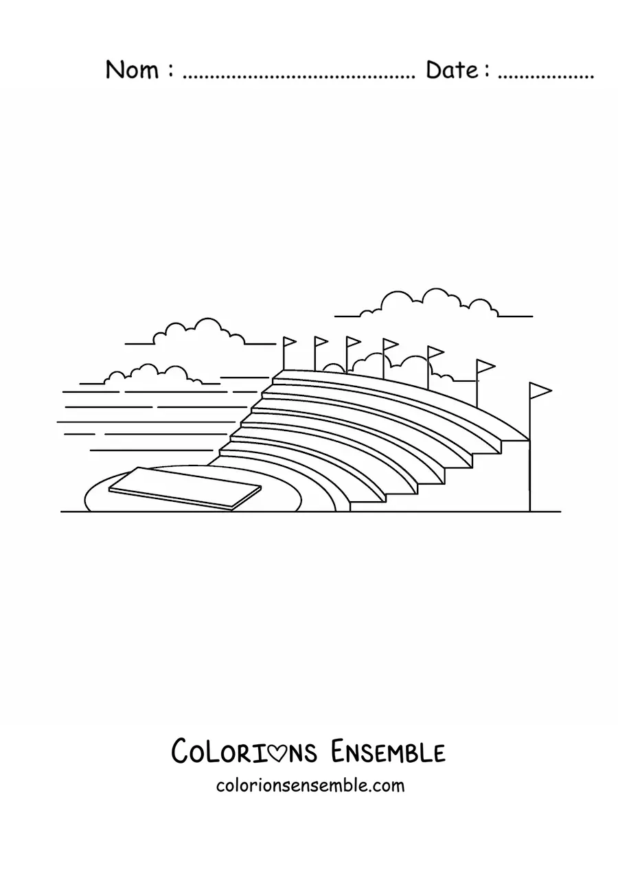 Image à colorier de la structure d'un théâtre grec
