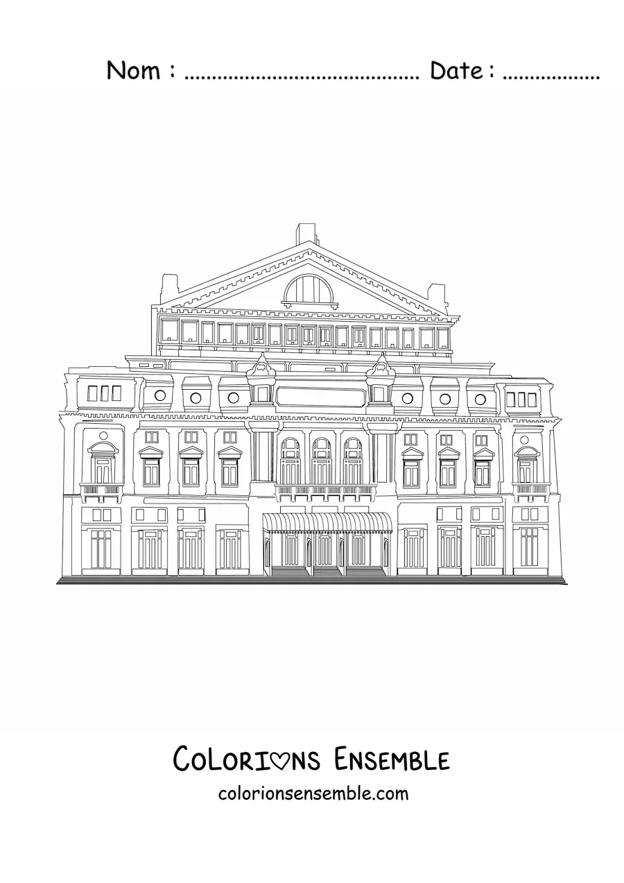 Image à colorier du bâtiment du Théâtre Colón de Buenos Aires