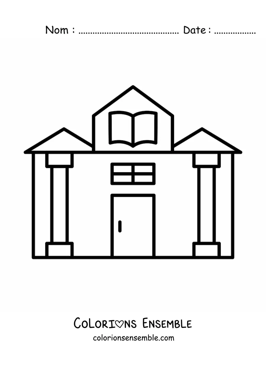 Image à colorier d'une bibliothèque toute simple