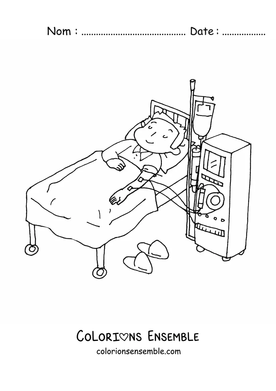 Image à colorier d'un patient hospitalisé