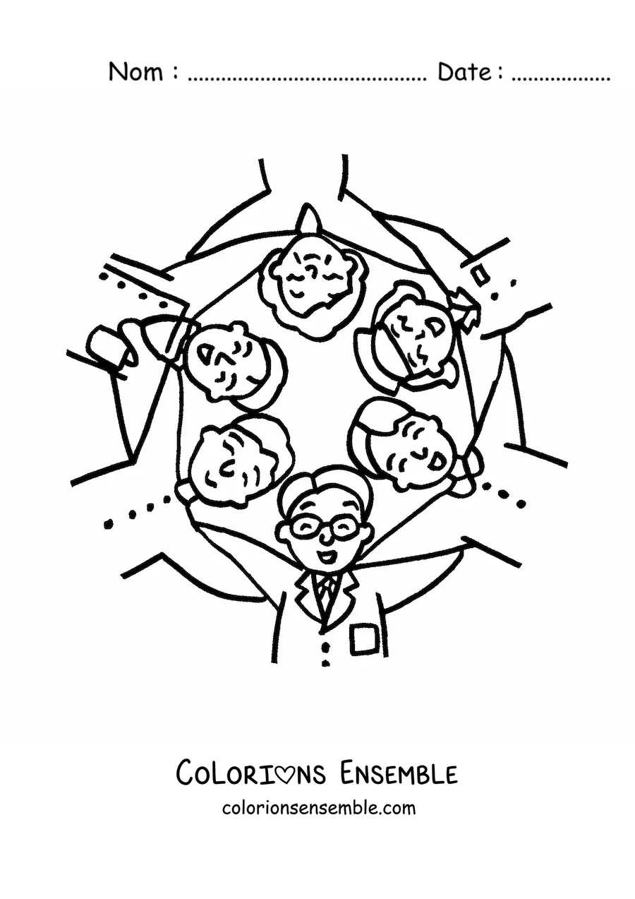 Image à colorier du personnel de santé et des patients