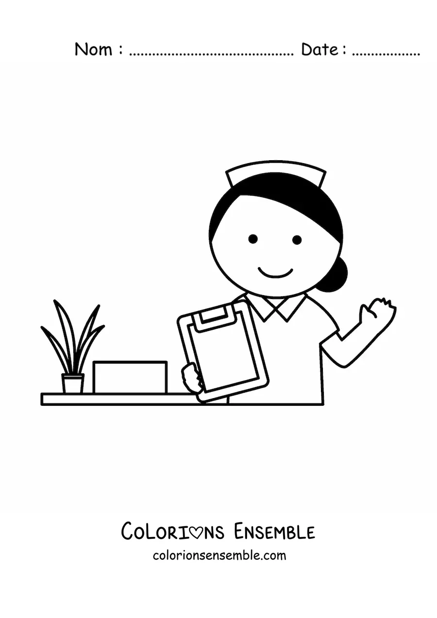 Image à colorier d'une infirmière de l'hôpital
