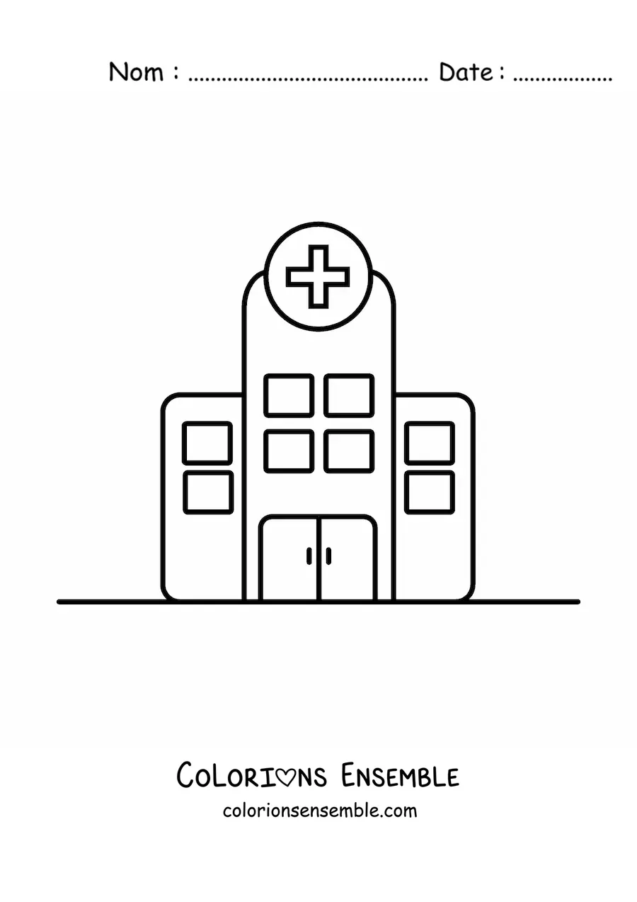 Image à colorier d'un petit hôpital