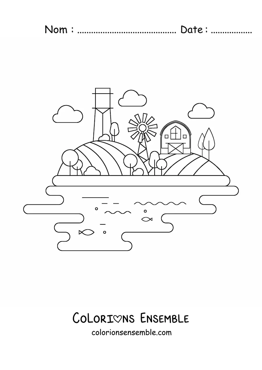 Image à colorier d’une ferme