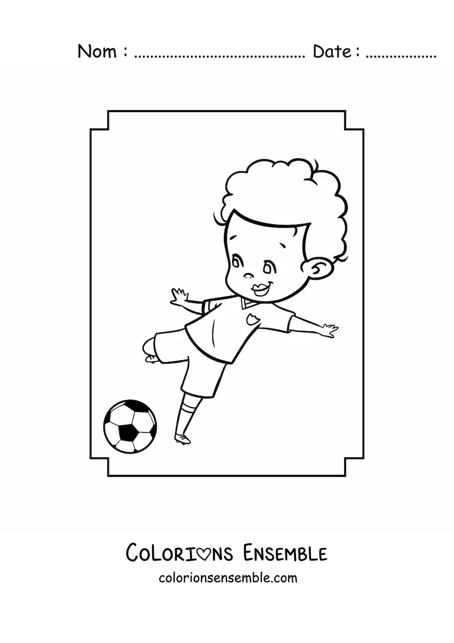 Image à colorier d’un footballeur kawaii