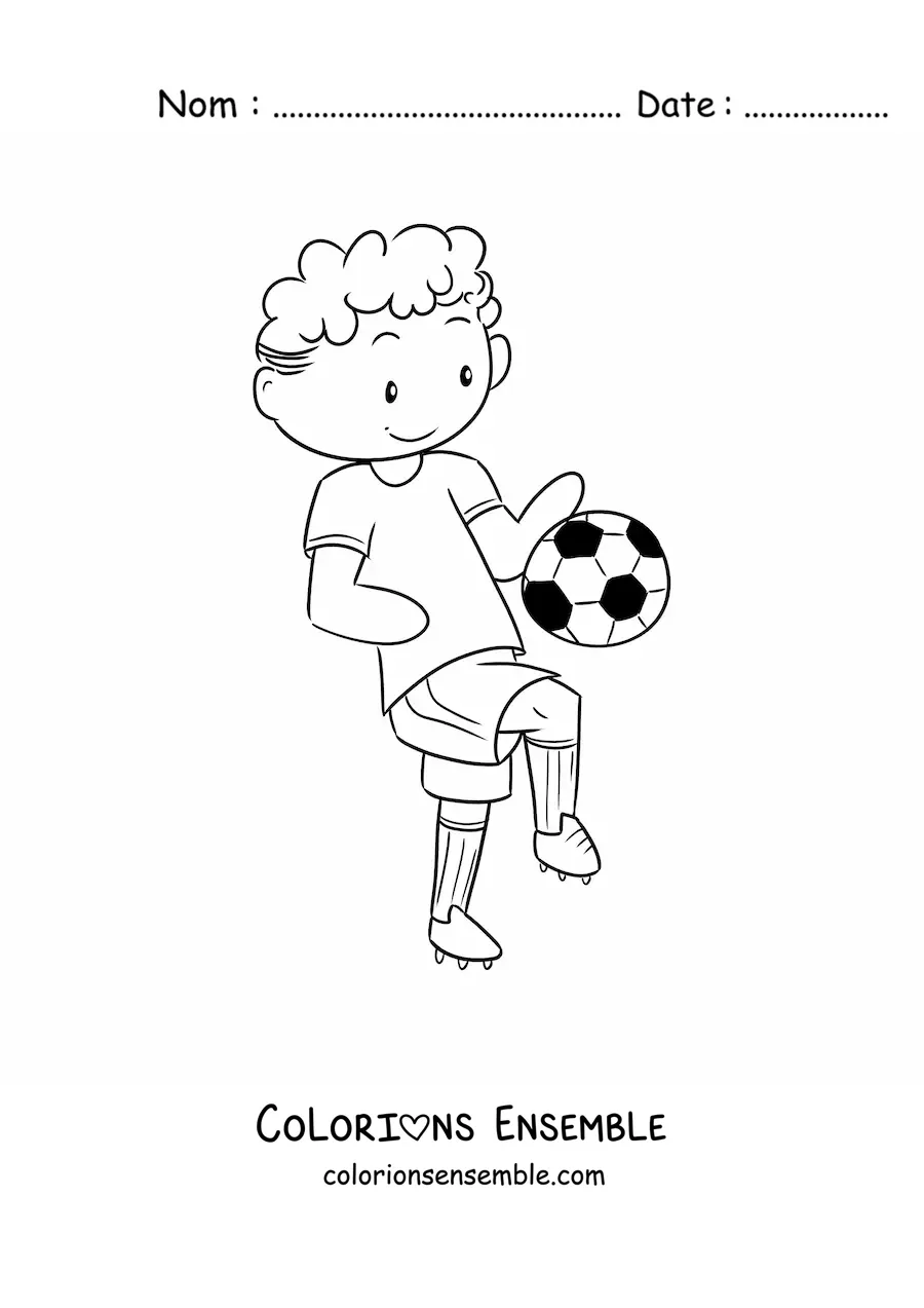 Image à colorier d’un garçon footballeur