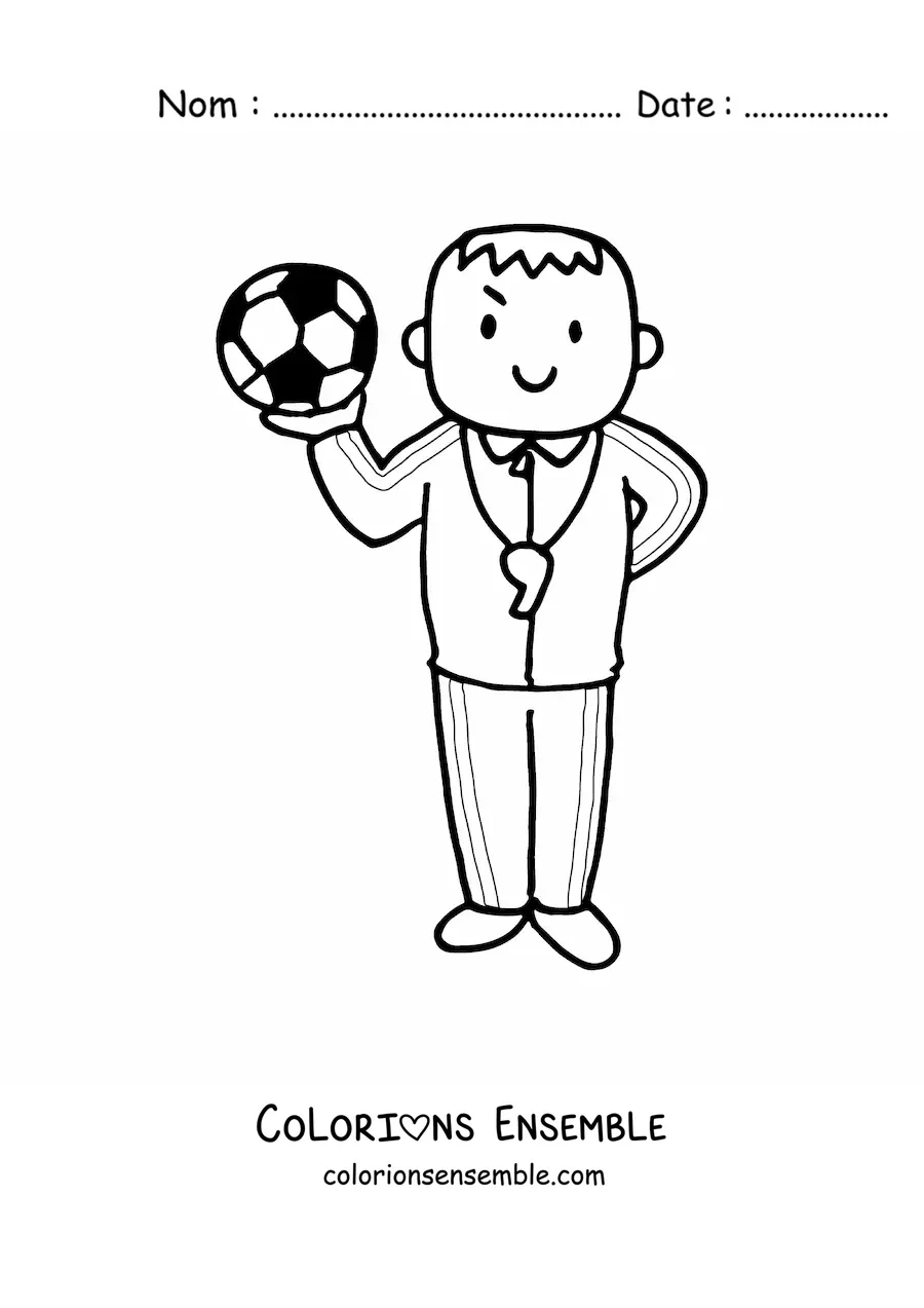 Image à colorier d’un entraîneur de football