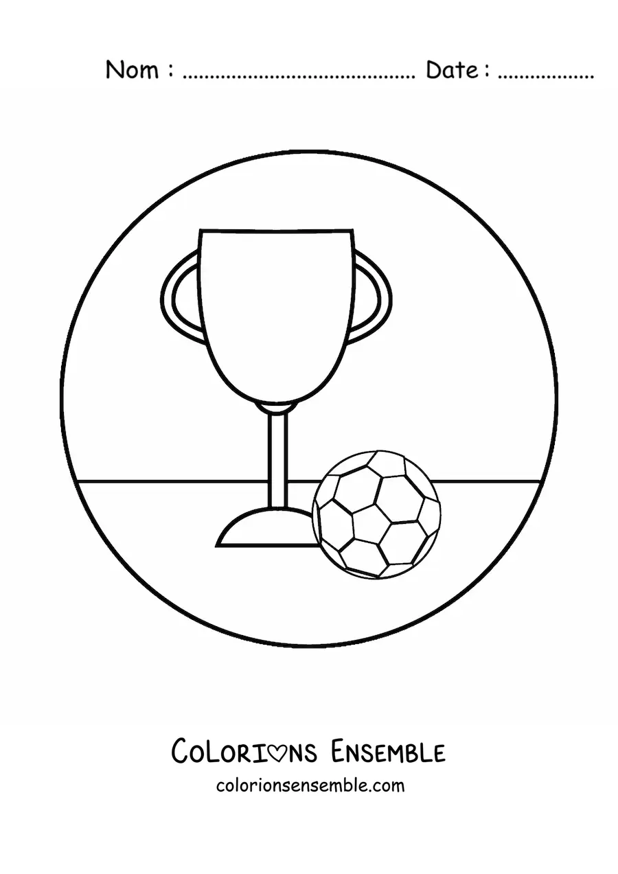 Image à colorier d’un ballon et d’un trophée de football