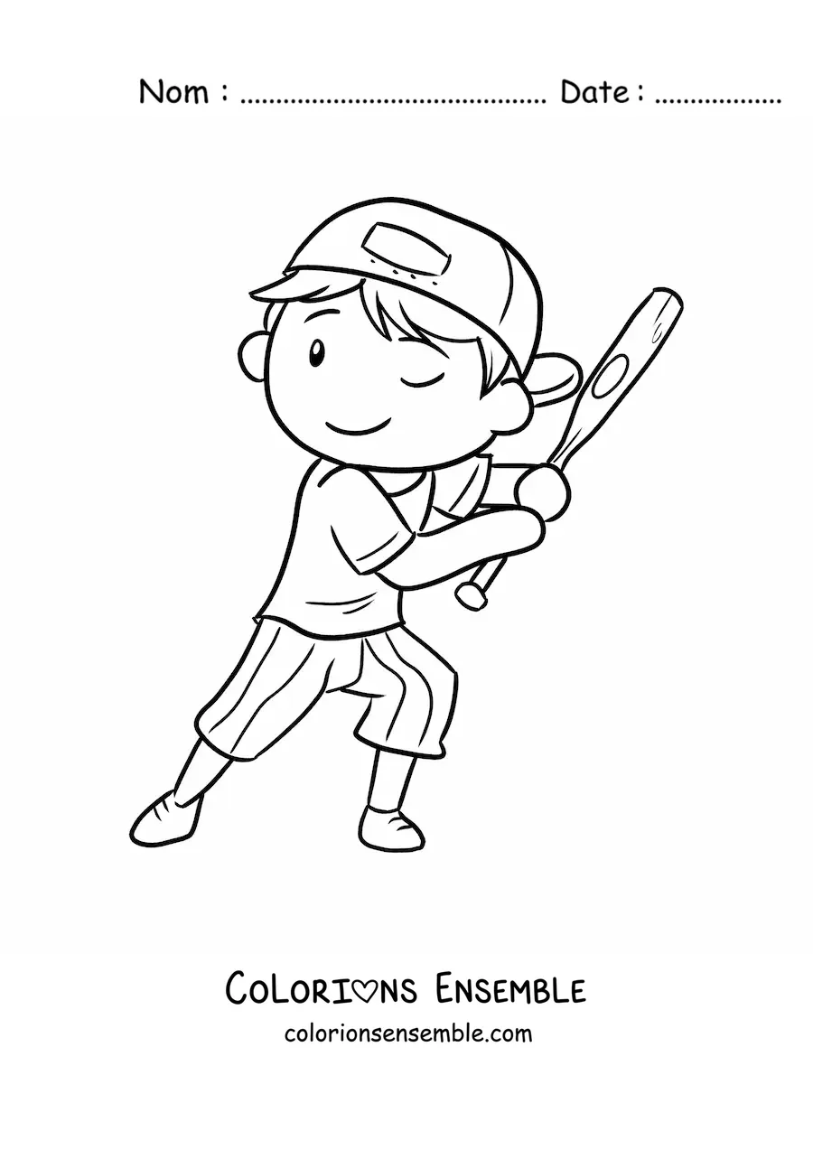 Image à colorier d’un joueur de baseball à la batte