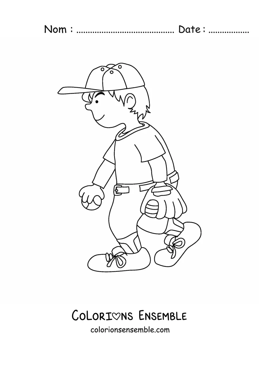 Image à colorier d’un joueur de baseball en dessin animé