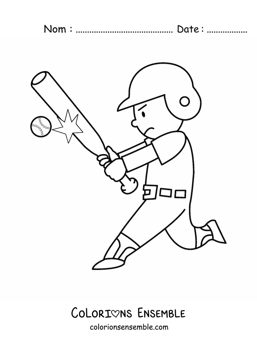 Image à colorier d’un joueur de baseball qui frappe la balle