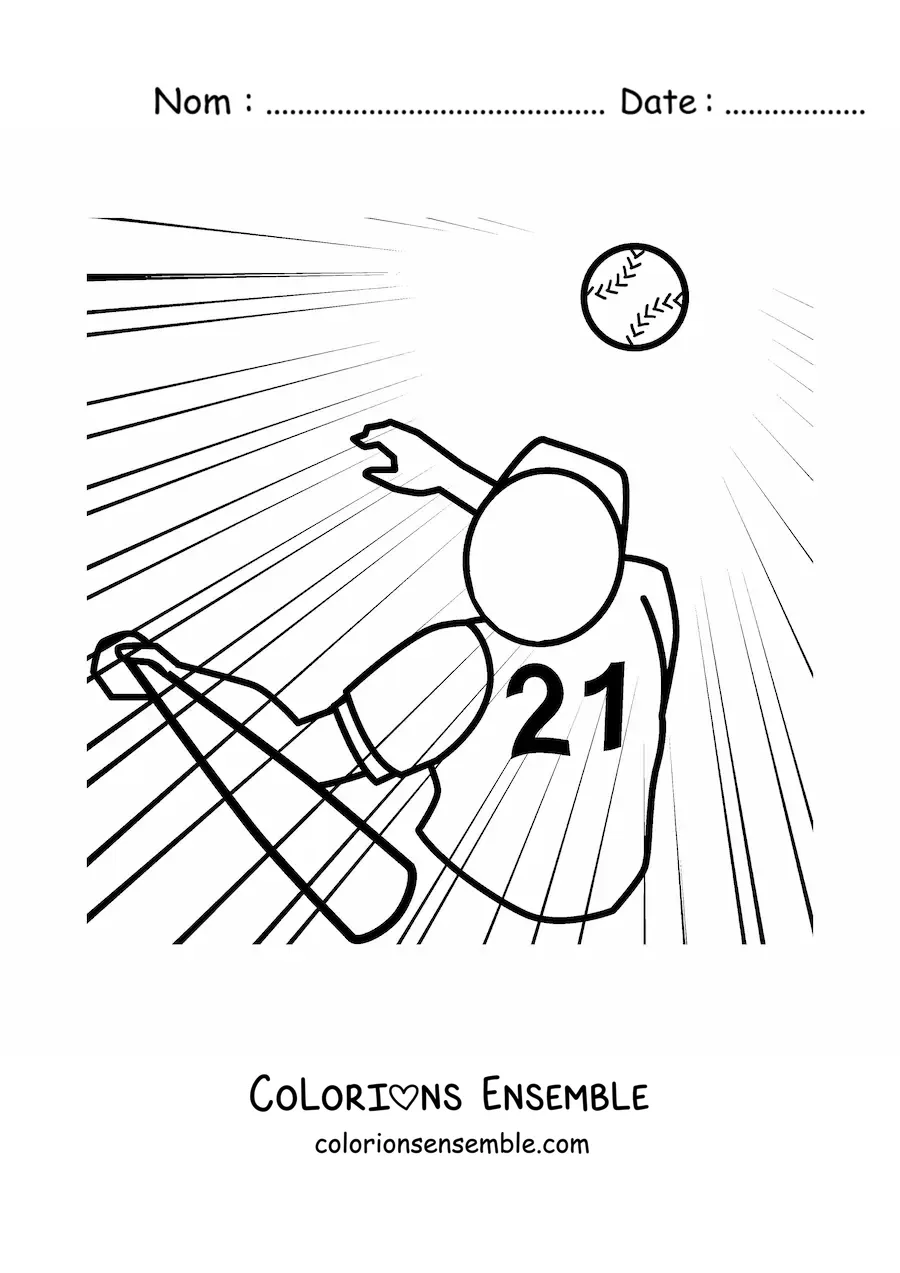 Image à colorier d’un joueur qui frappe la balle