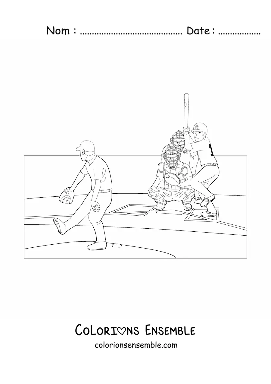 Image à colorier d’un match de baseball