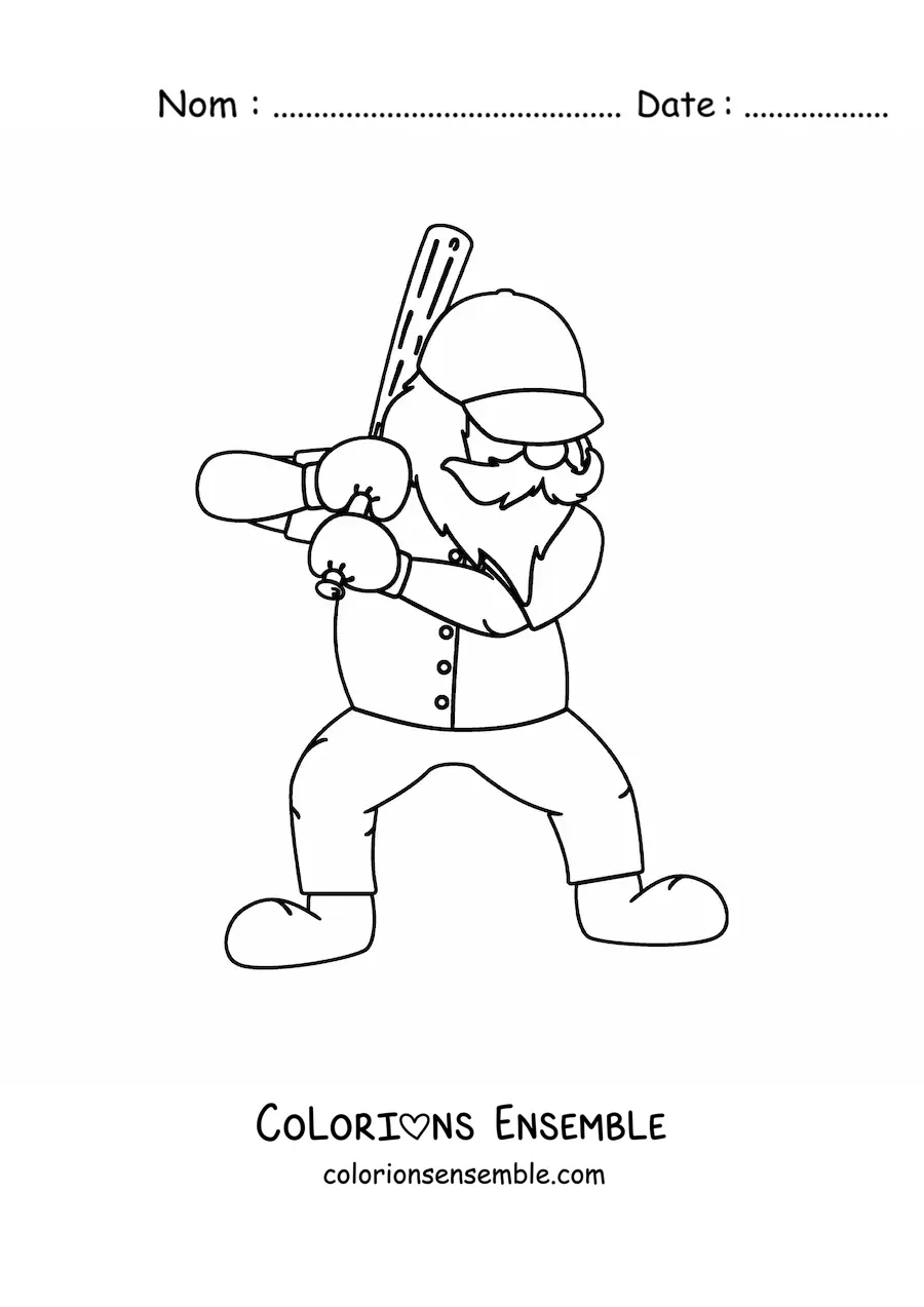 Image à colorier d’un père Noël joueur de baseball