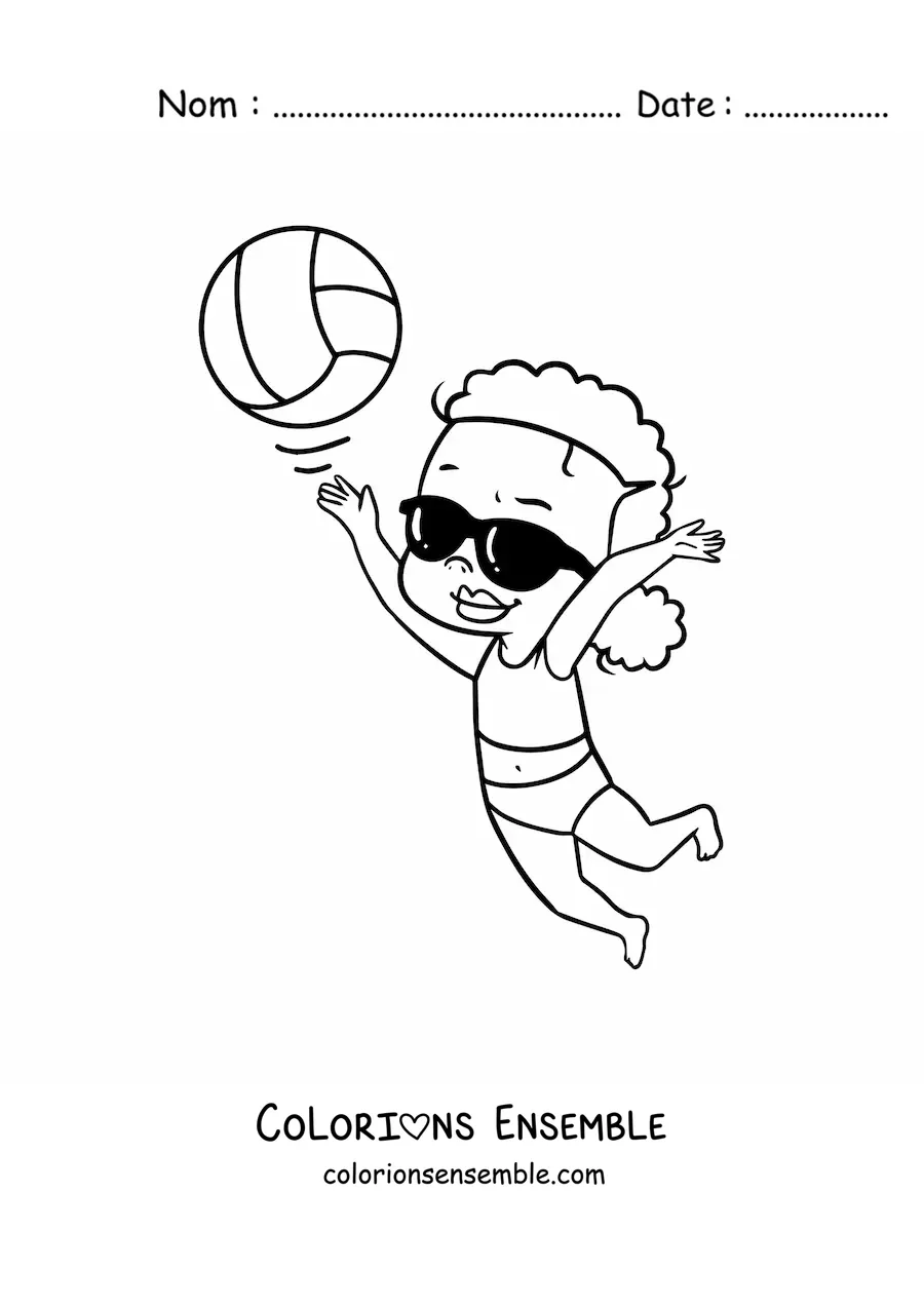 Image à colorier d’un service de beach-volley