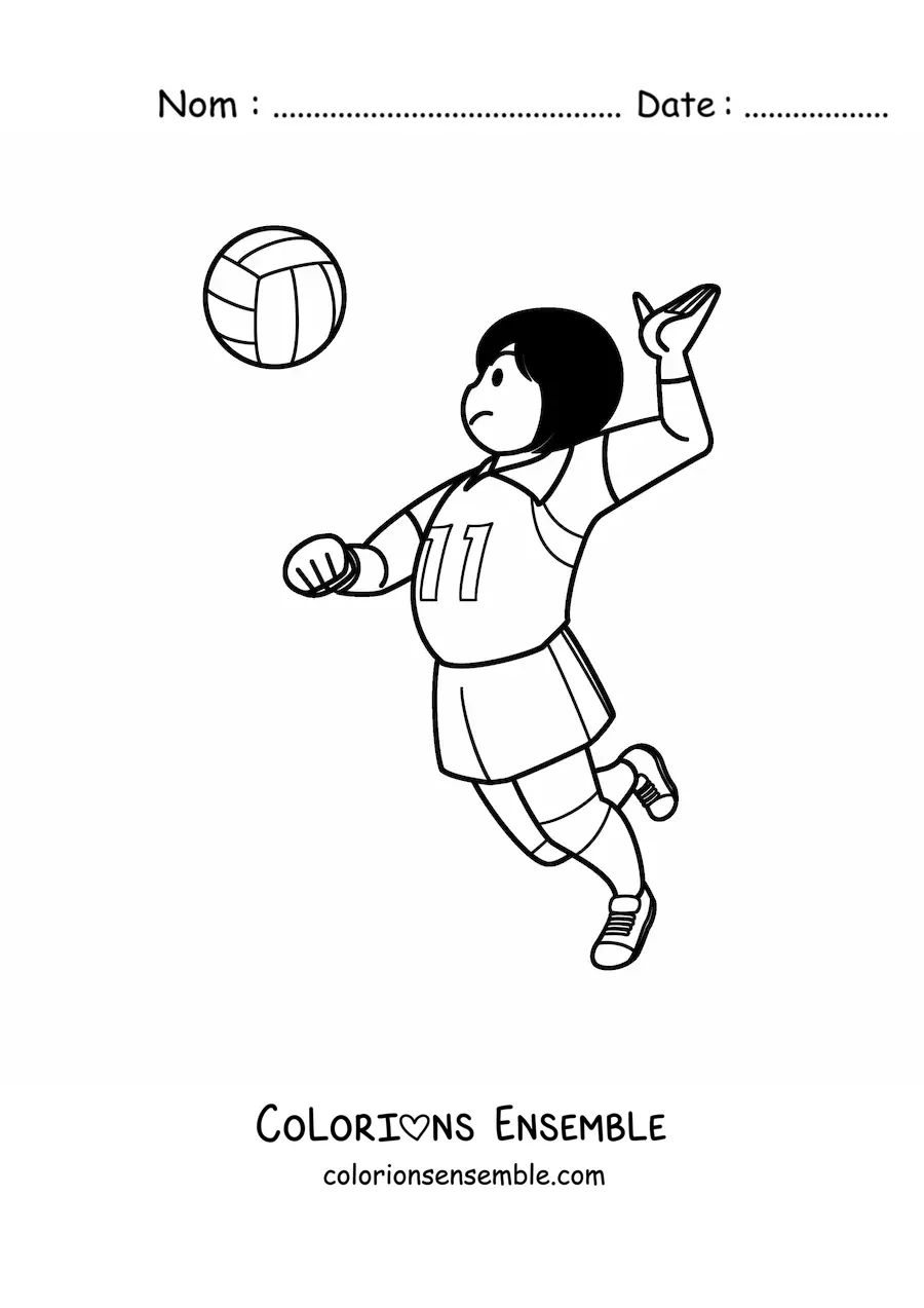 Image à colorier d’un smash de volley