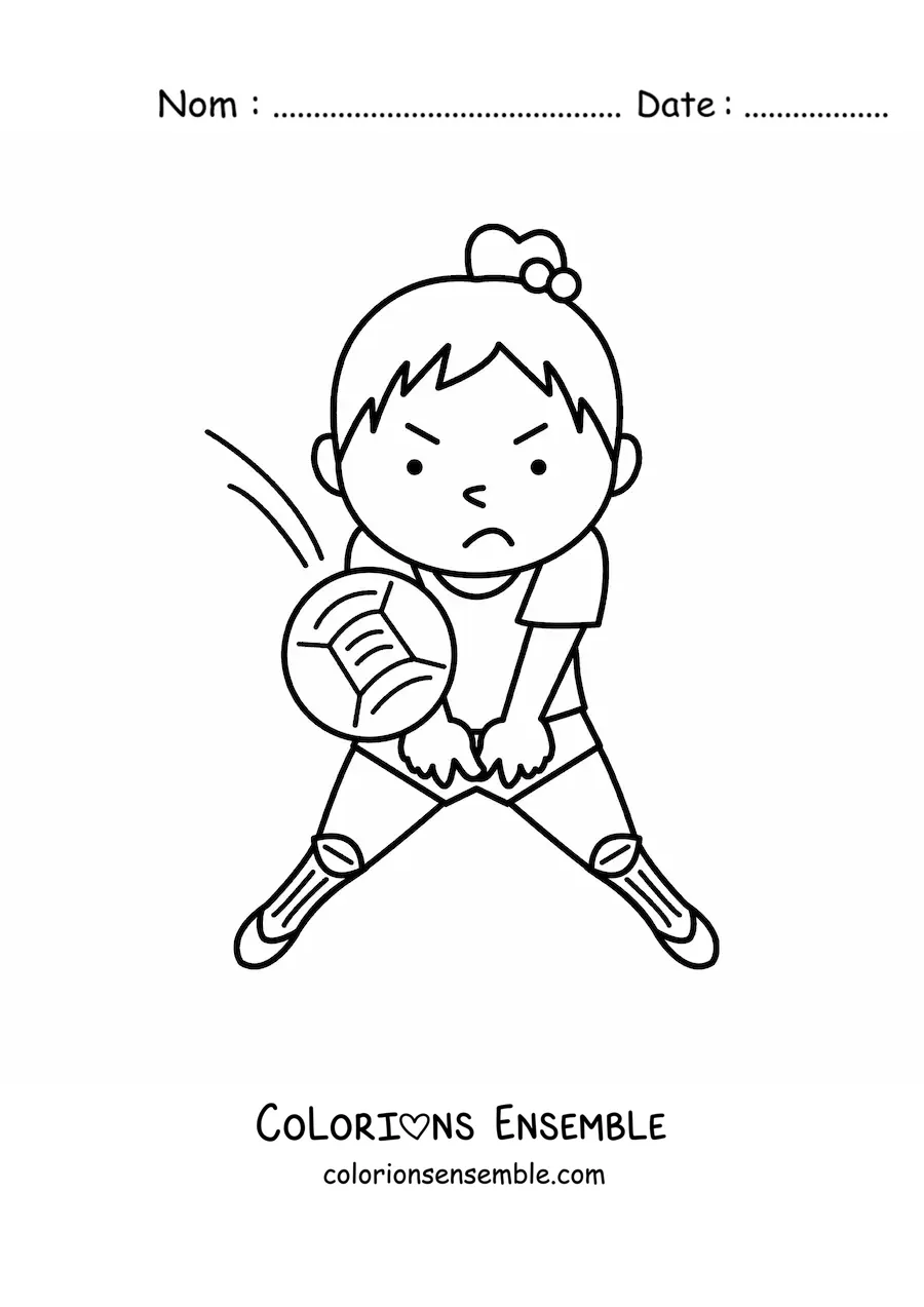 Image à colorier d’une fille qui fait une passe à l’avant-bras