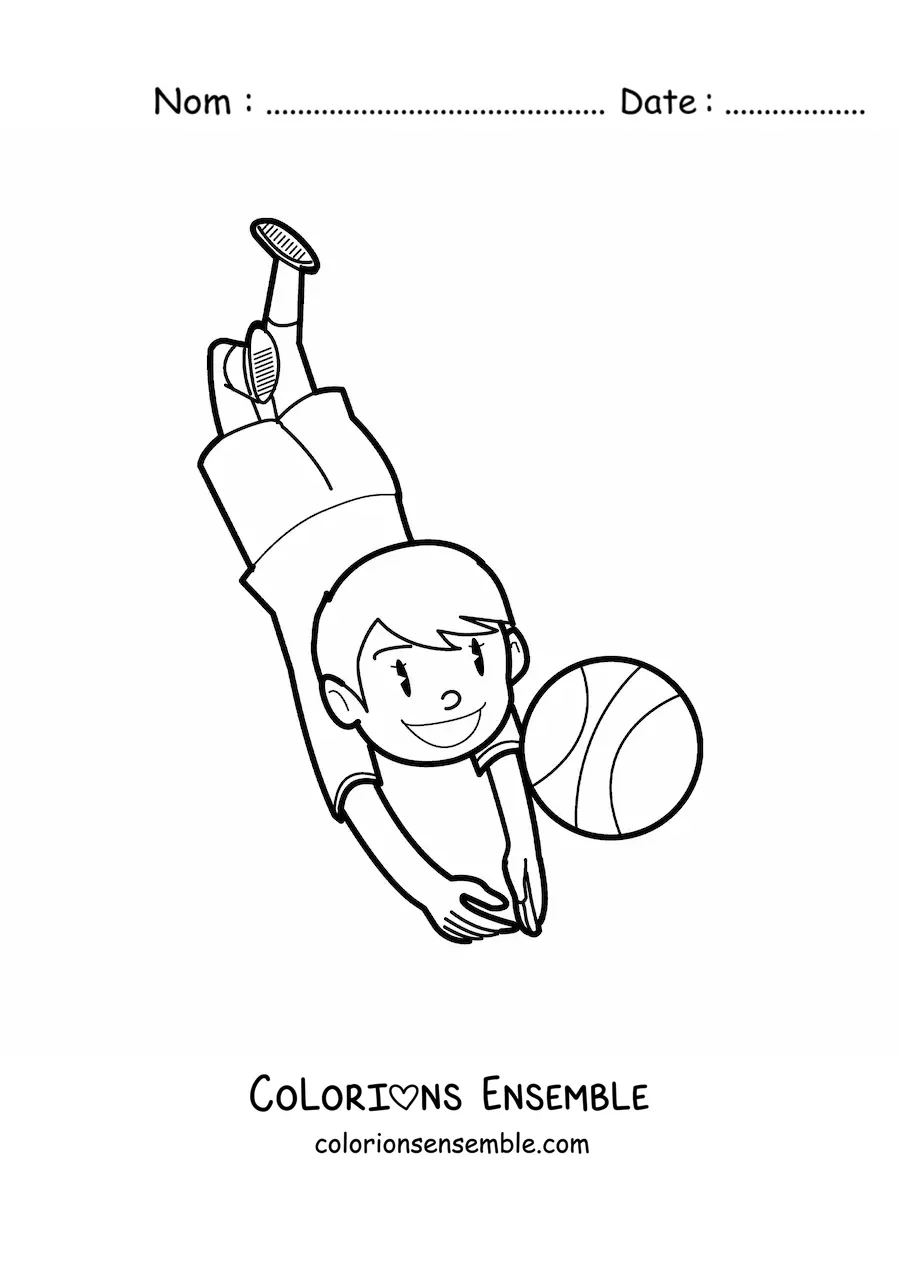 Image à colorier d’un garçon qui joue au volley
