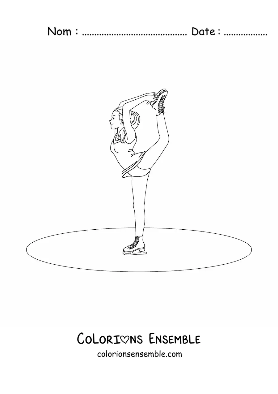 Image à colorier d'une danseuse de patinage artistique sur glace