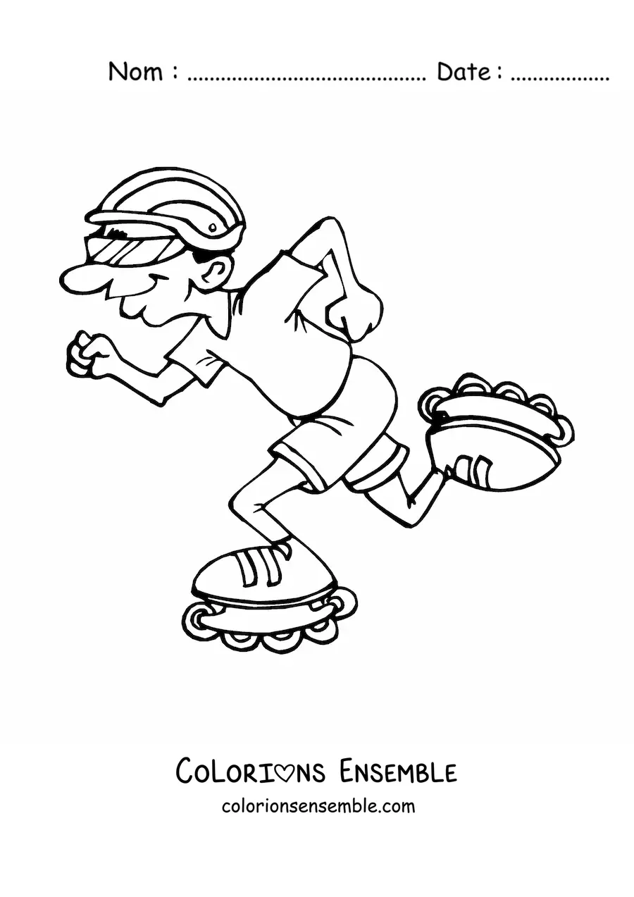 Image à colorier d'un garçon pratiquant le patinage avec des rollers en ligne