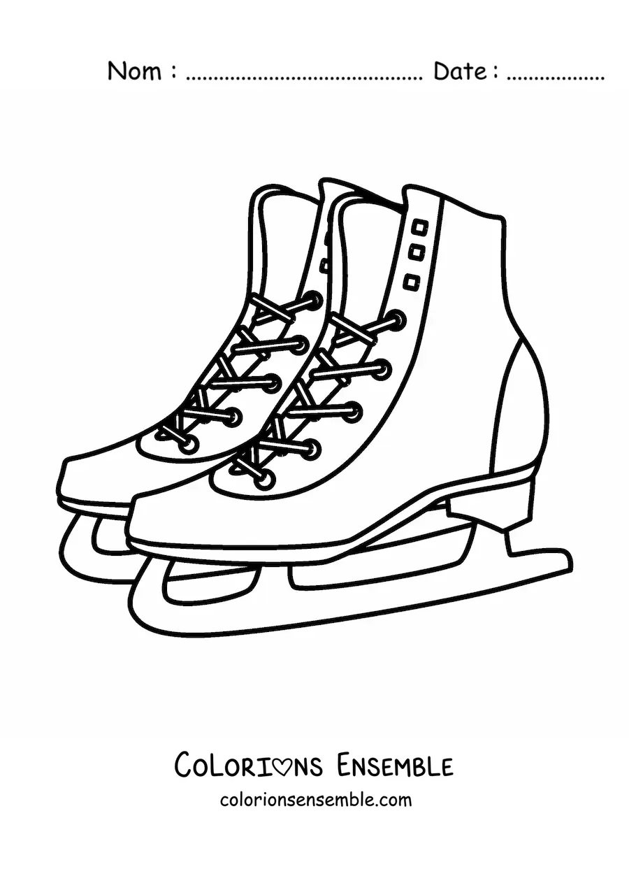 Image à colorier d'une paire de patins à glace
