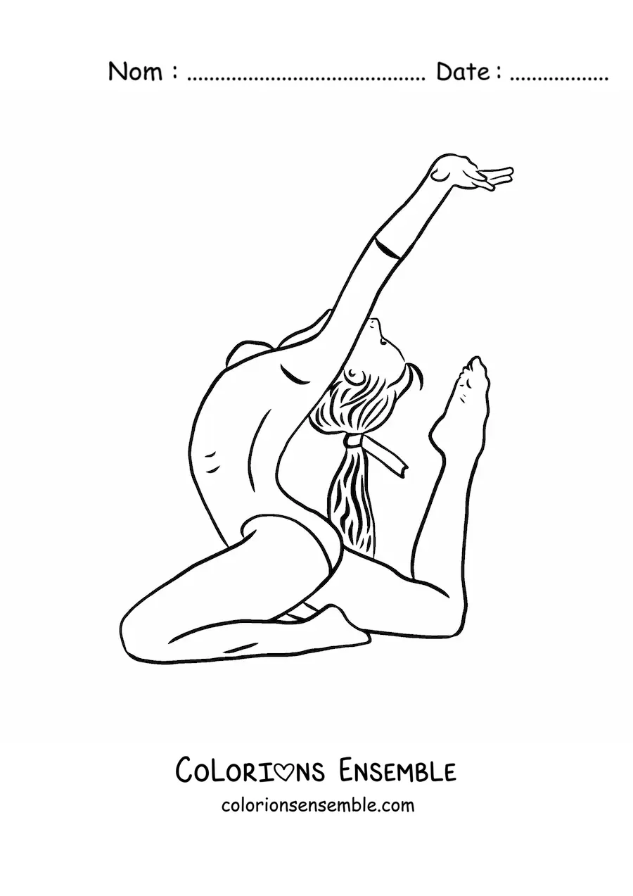 Image à colorier d'une fille faisant de la gymnastique artistique
