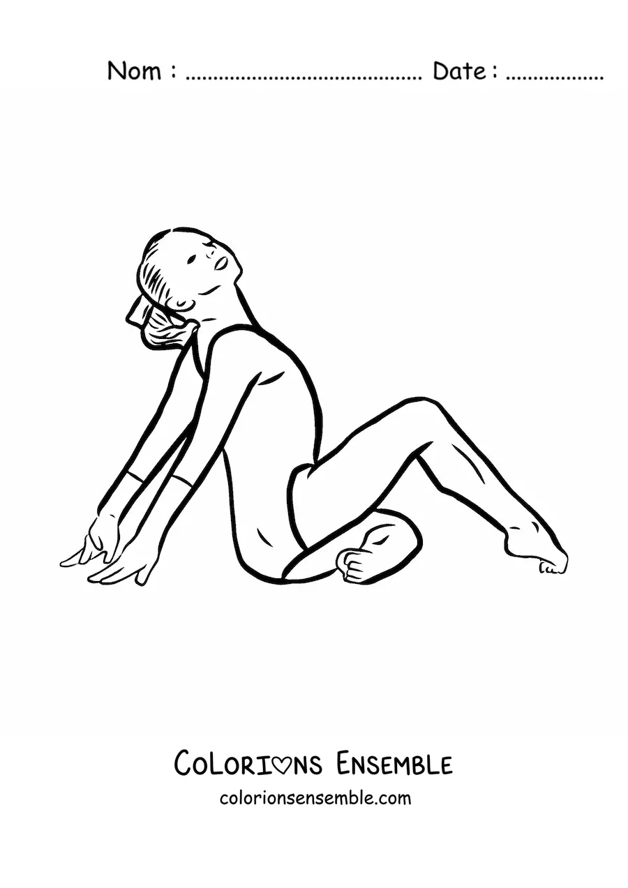 Image à colorier d'une femme faisant de la gymnastique artistique